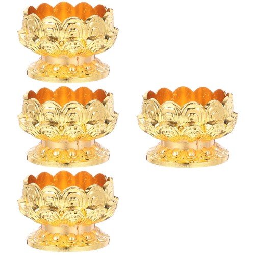 Set of 4 Lotus Ghee Lamp Holder Candlestick For Home Tea Light Holders - Picture 2 of 12
