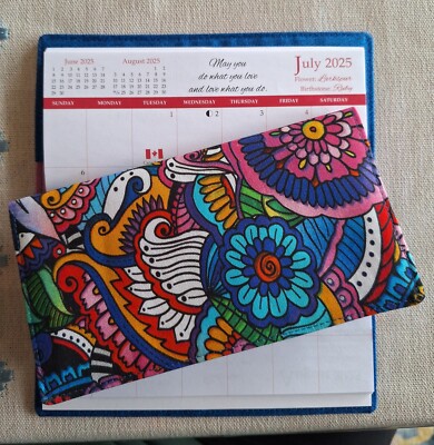 100% Cotton Fabric Abstract Floral 2025-26 Pocket Calendar & Appointment Book