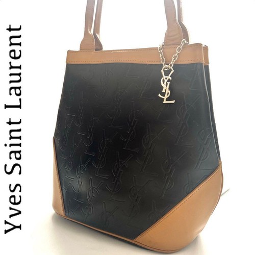 Yves Saint Laurent YSL Tote bag Handbag Camel Black Leather lwith Bag