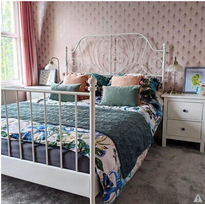 Tokyo Metal Iron Bed Frame 4ft6 Double, White Metal Bed Frame Decorating Ideas