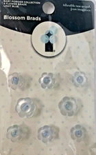 Imaginisce 8 Baby Blue Blossom Flower Button Brads Two Sizes - NEW