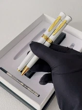 Montblanc New White Luxury Ballpoint Pen Two-Pack with Pen Cap Refills Set