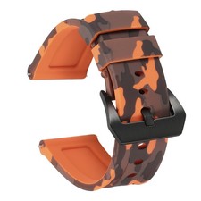 Silicone Watch Bands 26mm Soft Watch Band with Black Buckle, Camo Orange