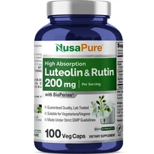 NusaPure Luteolin Complex with Rutin 200 mg | 100 Capsules | Vegetarian