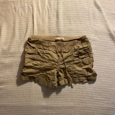 Bongo Y2K Retro Style Women's Cargo Shorts Ruched Olive Green