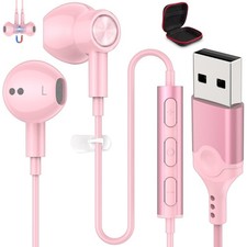USB Headset with Microphone for PC 7.5 Ft Cable, USB A Headphones for Compute...
