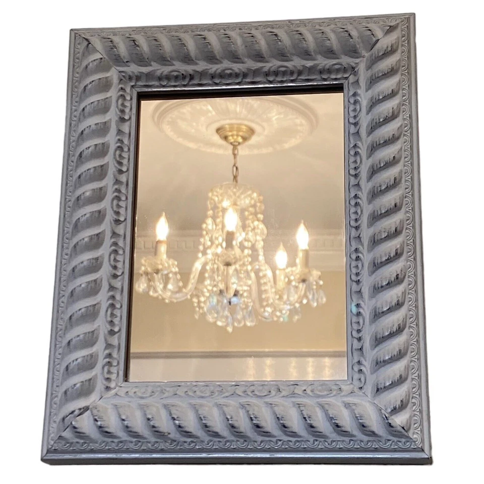 Espejo de pared vintage Shabby Chic de metal blanco 9,75” x 7,75” rectangular Cottagecore Foto 2 de 4