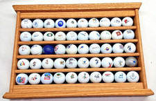 Golf Ball Oak Display Rack 19 x 13-1/4" 50 Various Logo Collector Golf Balls
