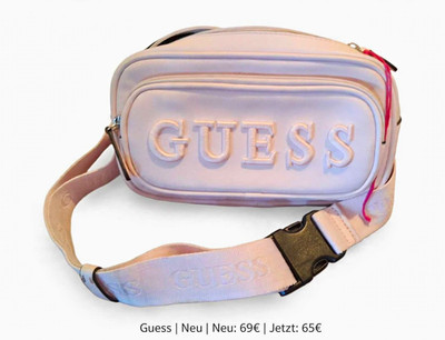 GUESS Damen Umhängetasche Crossbody Kunstleder rosa Logo Reißverschluss