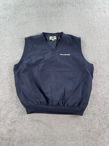 NWT Vintage The Wall Street Journal Vest Mens Large Navy Eversole Windbreaker video thumbnail