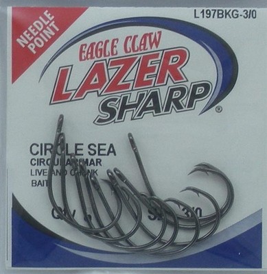 Eagle Claw L197BKM-3/0 Platinum Black Circle Offset Köderhaken 1000 CT