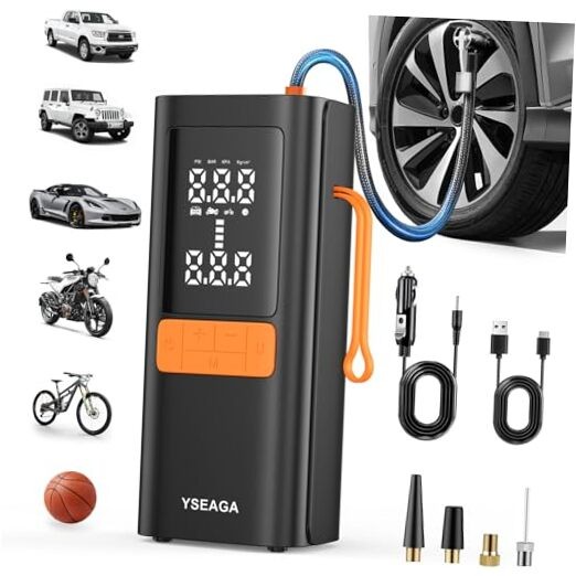 Tire Inflator Portable Air Compressor, 150PSI&12V DC Air Pump for Car Black