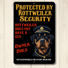 Rottweiler Security Sign protected rotty dog metal handmade outdoor yard art tin