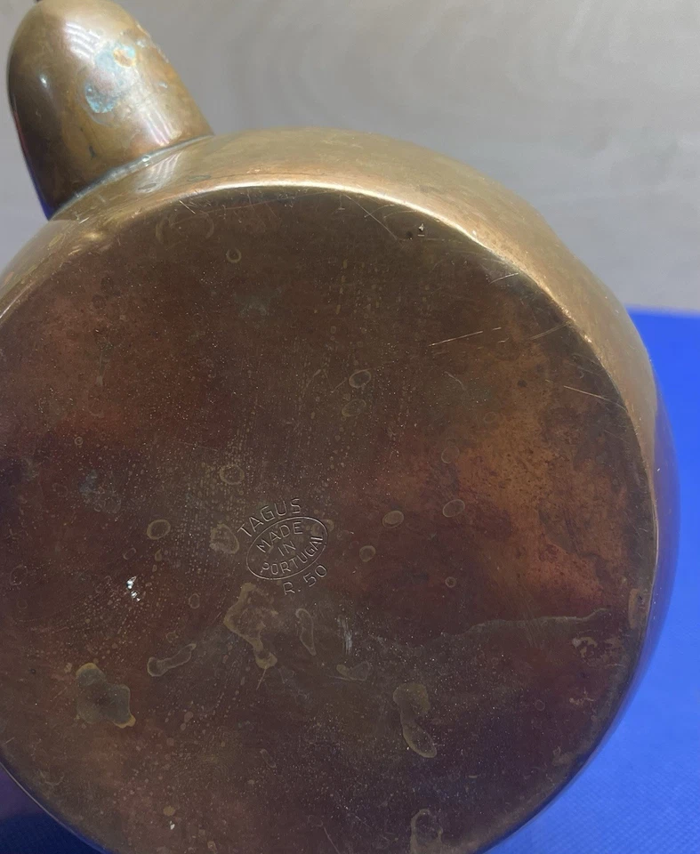 Винтажный медный чайник чайник Tagus R.55 с латунной деревянной ручкой сделано в Португалии - Изображение 3 из 4