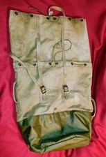 Vintage large French green military canvas duffle gear bag 32x20" read unmarked
