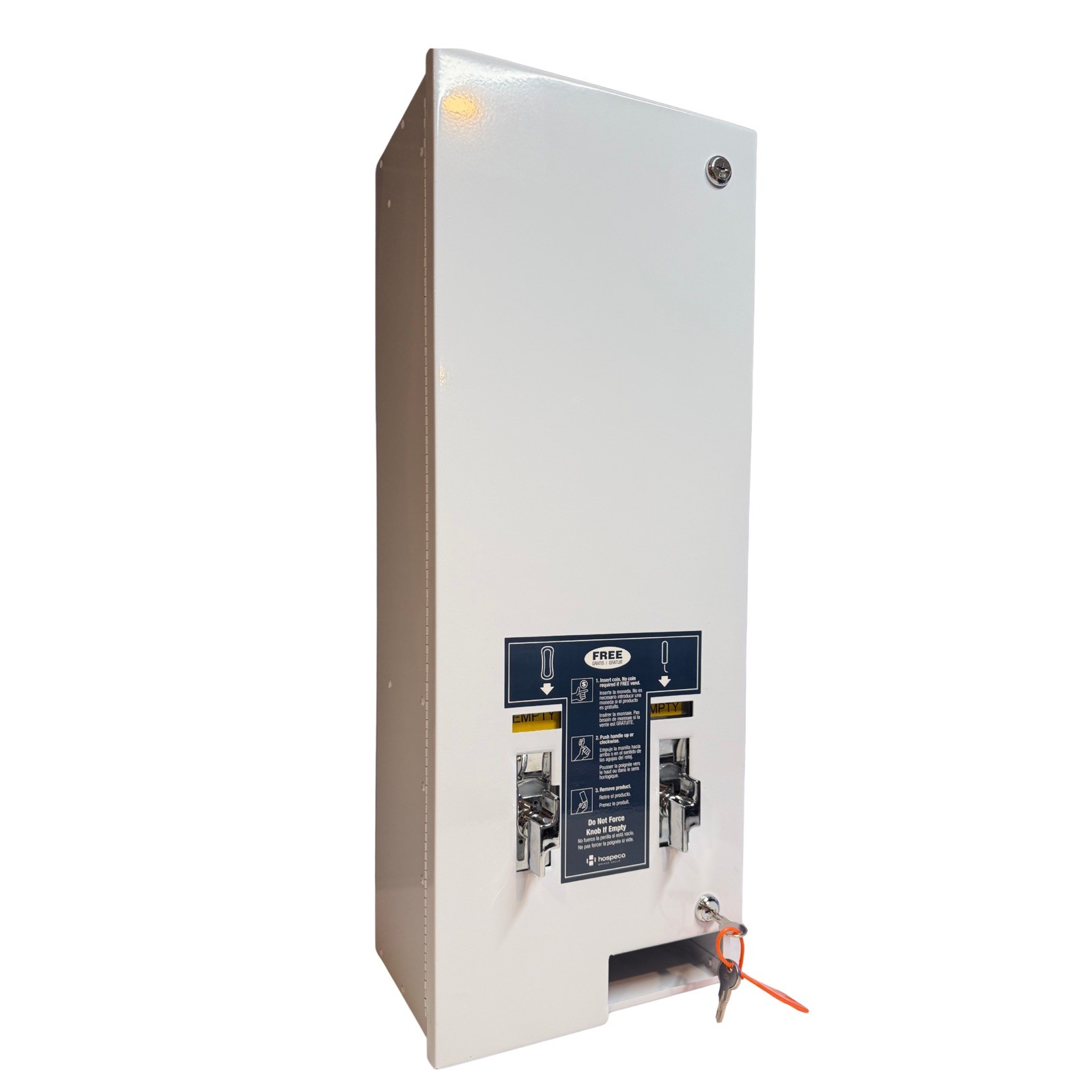 Hospeco Specialty FREE Operated Locking Dual Sanitary Napkin/Tampon Dispenser