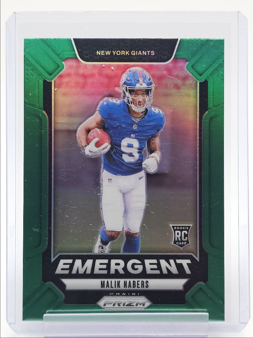 MALIK NABERS 2024 PANINI PRIZM EMERGENT ROOKIE GREEN PRIZM GIANTS RC Q4856