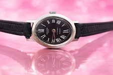 Vintage ORIOSA Swiss 17 Jewels Incabloc Manual Wind Watch Black Roman Dial 1960s