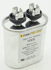 Packard Titan Pro 370 Motor Run Capacitor, Oval, 5 Mfd, 370 VAC, 5-370, TOC5