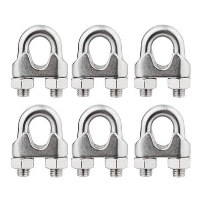 1/2'' Stainless Steel Wire Rope Cable Clamp Fastener Clips Pack of 6