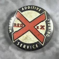 Red Ex Auto Tuning Service 70's Vintage Button Safety Pin Back 1.50" Round