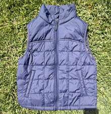 Uniqlo Unisex Kids 7-8 Blue Full Zip Puffer Vest Nylon Shell