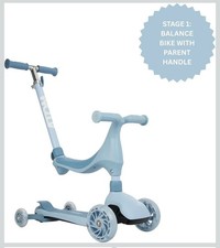 Atom Evolve 4-in-1 Scooter for Kids Blue, Toddler Ride-On, Balance Bike Cruiser