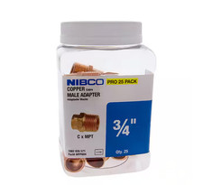 NIBCO 3/4" COPPER MALE ADAPTERS C x MPT 25 PACK Male Pipe to Sweat Socket .75"