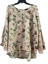 Signature Studio Women's Blouse XL Multicolored Floral Top Blouse Open Sleeves