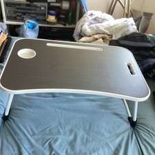 Foldable Lap Desk Laptop Bed Tray Table w/ Cup Holder, Black/White Universal
