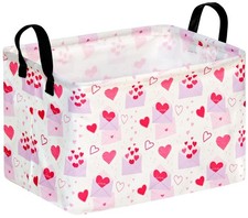 Empty Gift Basket for Girls Heart Print Storage Cube for , Closet Shelf Water...