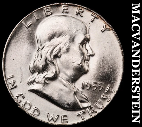 1955 Silver Franklin Half Dollar-Choice Gem BU Lustrous No Reserve #i3110