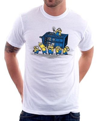 Minions have the Tardis lustige Parodie weißes T-Shirt 9756