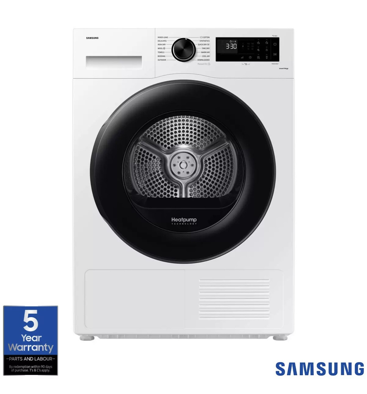 Samsung DV90CGC0A0AEEU Series 5 White 9KG Heat Pump Tumble Dryer