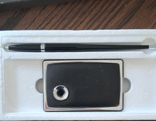 Black Plastic Desk Pen with Holder Base Set, Base Stand Holder