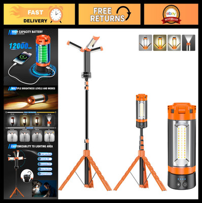 Portable 12000mAh Camping Light with Stand, Rechargeable Work Light for Outdoors