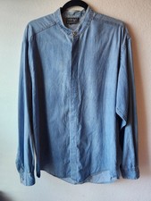 Versace Classic V2 Mens Denim Long Sleeve Collarless Shirt Size 42