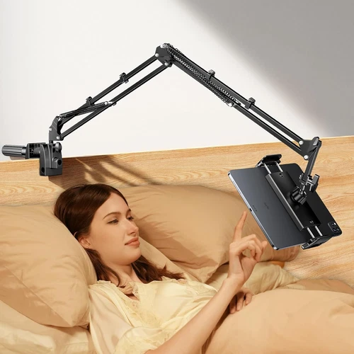 Tablet Halterung Bett 360°Drehbarer Sockel mit Flexibler Verstellbarer Arm