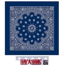 *USA MADE Hav-A-Hank NAVY BLUE PAISLEY Bandana Face Mask Neck SCARF Scarve Head 