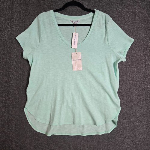 Tommy Bahama Shirt Womens XL Blue Ashby Short Sleeve Lightweight Scoop Neck Top