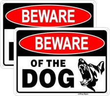 Beware of Dog Sign,Dog Warning Sign,14 x 10 14x10 inches, 2 Pack