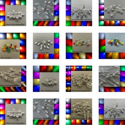 20x LEDs various designs and colors incl. resistors LED super bright