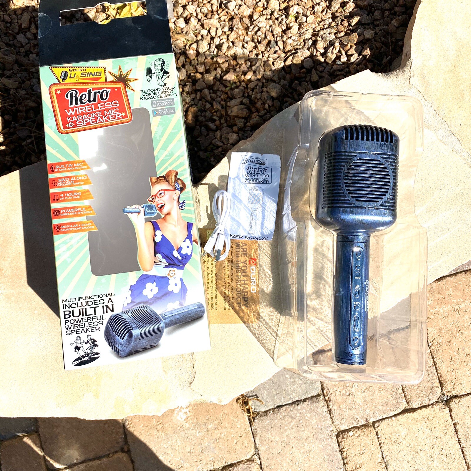 aduro u sing retro wireless karaoke mic and speaker