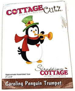Caroling Penguin Trumpet Music Christmas CottageCutz Metal Die CC-799