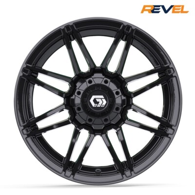 GTW Stealth 14'' Gloss Black Golf Cart Wheels, 14x7, ET -.25, Set of 4 Rims
