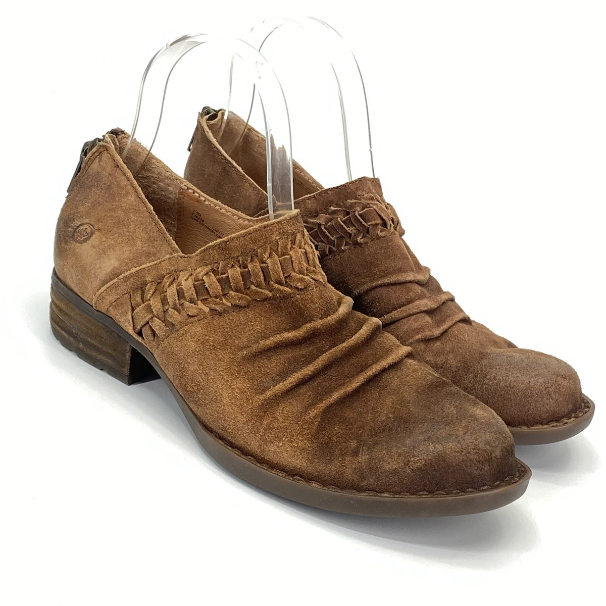 Born Katharina Booties Women Size 7.5M Distressed Brown Suede Back