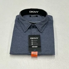 DKNY Men's Button Up Long Sleeve Sport Shirt, Blue, Size XXL