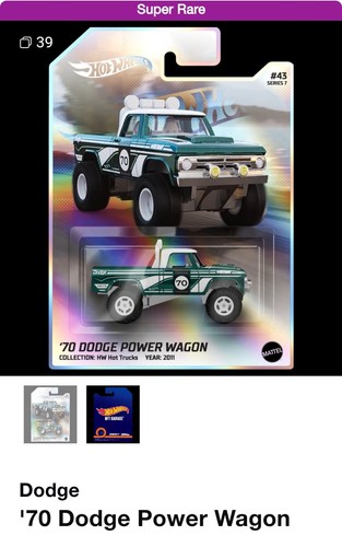 Hot Wheels NFTG Series 7 &amp;amp;#039;70 Dodge Power Wagon NFTH Premium Garage PREORDER