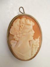 ANTIQUE 800 SILVER CAMEO CARVED BROOCH PENDANT