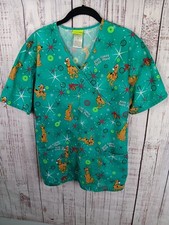 Scooby-Doo Christmas Scrub HERE COMES SANTA PAWS Green Size Medium Green